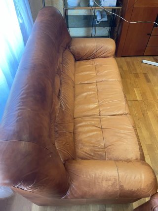 CONJUNTO DE SOFÁS DE PIEL AUTÉNTICA