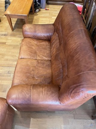 CONJUNTO DE SOFÁS DE PIEL AUTÉNTICA