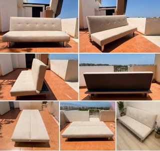 Sofá cama convertible beige | 3 posiciones