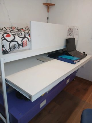 Cama litera 90 con escritorio y cajones