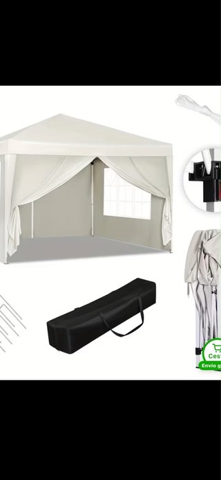 Carpa blanca de tela y plástico