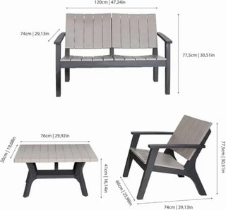 Chillvert Conjunto de Jardin de Resina Siros, Gris
