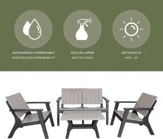 Chillvert Conjunto de Jardin de Resina Siros, Gris
