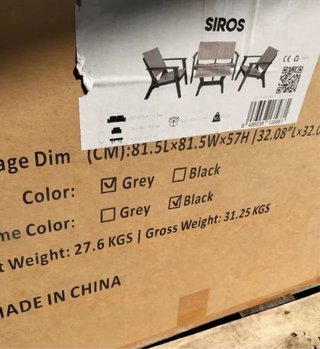 Chillvert Conjunto de Jardin de Resina Siros, Gris