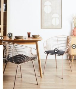 Conjunto 4 Sillas Comedor Metal Beige