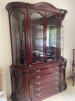 Vitrina Aparador Madera Maciza 5 Cajones