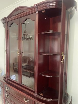 Vitrina Aparador Madera Maciza 5 Cajones