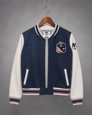 Chaqueta universitaria BSK azul y blanca Talla M