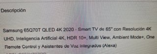 TV Samsung 65 Negra y Dorada