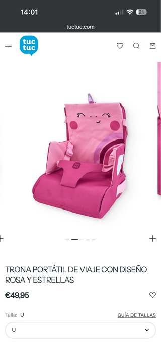Silla trona portátil Tuc Tuc rosa Nueva!