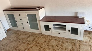 Muebles de salón madera blanco y marrón oscuro