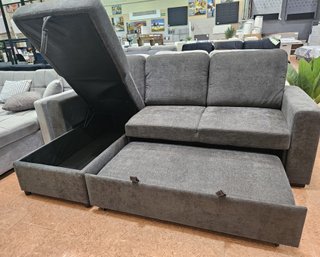 Sofá Cama Chaiselongue con Arcón Gris