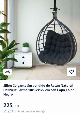 Sillón Colgante Ratán Natural Ratan Negro