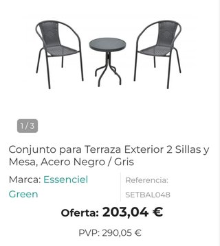 Conjunto Terraza 2 Sillas Mesa Exterior Mistral