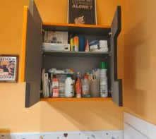 Espejo, mueble cajones y armario botiquín a juego