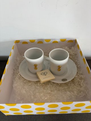 Set 2 Tazzine con Piattini in Porcellana