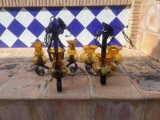 Lámparas antiguas de cristal ámbar