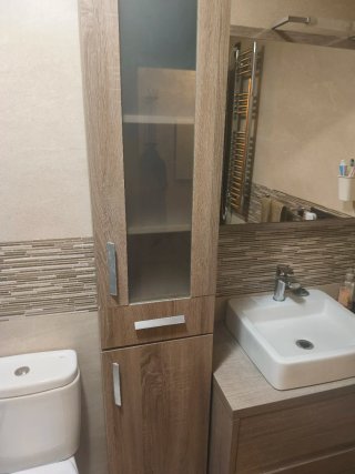 Armario baño madera y cristal
