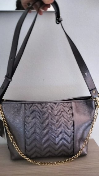 Borsa Cuoieria Fiorentina media oro/argento