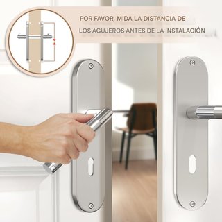 Juego 4 Manijas Puerta Interior Acero 72mm