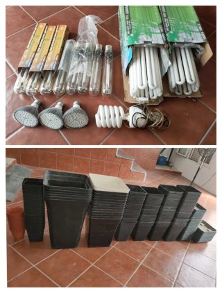 Kit cultivo de interior:Focos,bombillas,macetas