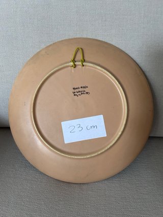 2 Platos Decorativos Madera y Cerámica