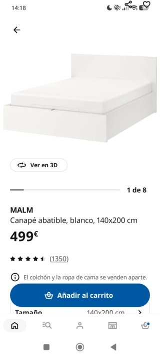 Cama Ikea Malm Canapé Abatible Blanca