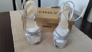 Sandalias ONLY Plata con Brillantes