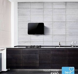 Cappa design vetro bianco Best Aeg Expò