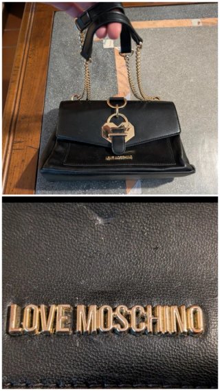 Borsa Love Moschino nera con dettagli oro