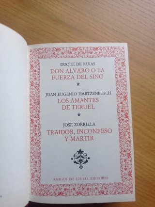 Obras clásicas de Rivas, Hartzenbusch y Zorrilla