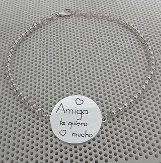 Pulsera Plata 925 Chapa Redonda
