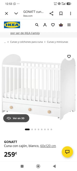 Cuna GONATT con cajón y colchón