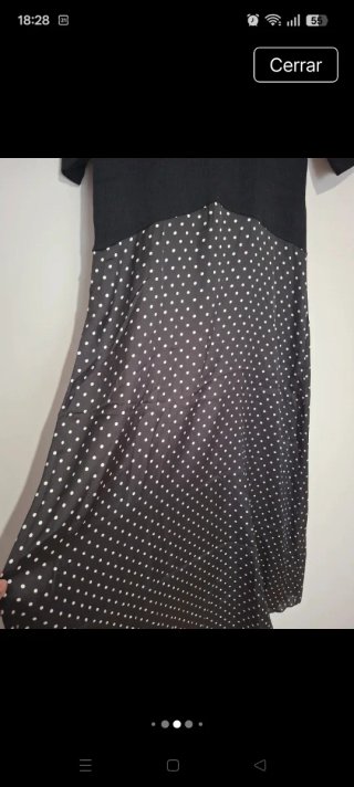 Vestido Zara Negro Lunares Blanco Talla M