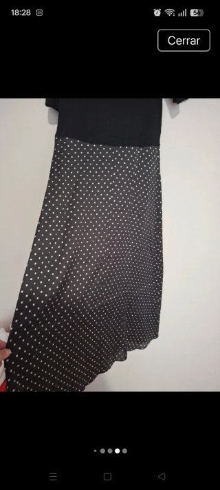 Vestido Zara Negro Lunares Blanco Talla M