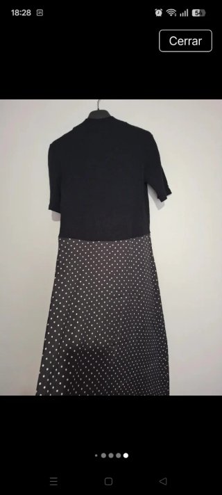Vestido Zara Negro Lunares Blanco Talla M