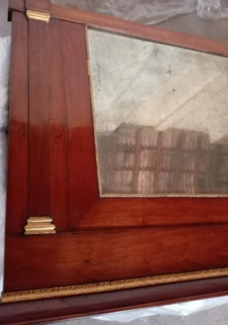 Specchio antico camino legno e oro fine '700