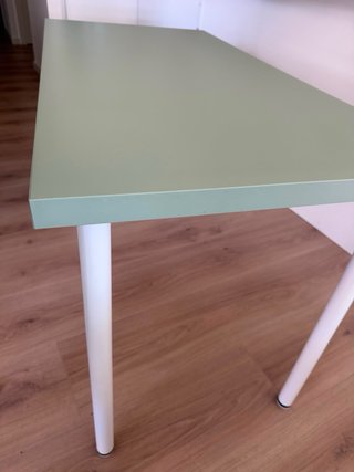 Mesa escritorio Ikea 120x60 cm verde y blanca