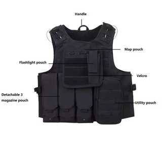 Chaleco Táctico Negro Caza Seguridad