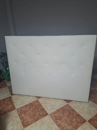 Cabecero de cama matrimonio polipiel blanco