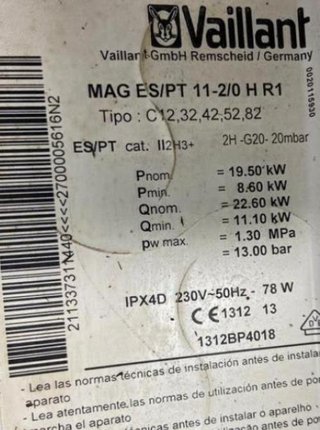REPUESTOS DE CALDERA VAILLANT MAG 11-2/0 H R1