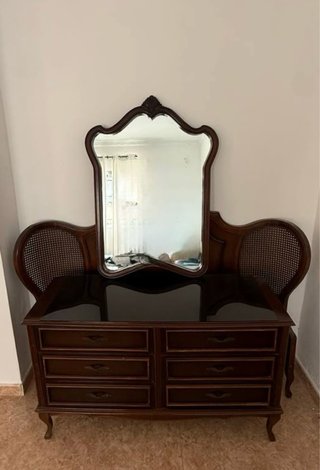 Tocador Vintage con Espejo y Sillas