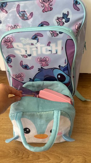 Mochila Escolar Stitch y Lonchera con ruedas