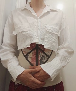 Camisa crop top blanca, talla única