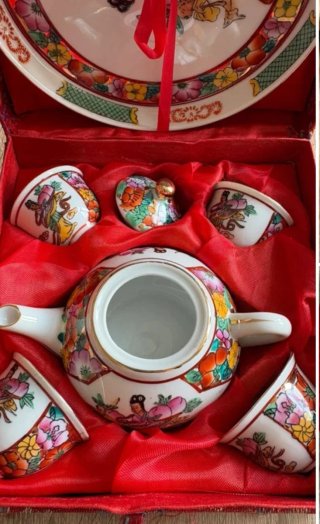 Juego de té oriental, vintage,miniatura. Porcelana