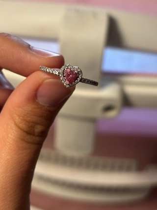 Anillo Pandora Corazón Rosa y Plata