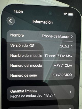 iPhone 17 Pro MAX 1TB Silver Plata NUEVO 0 ciclos