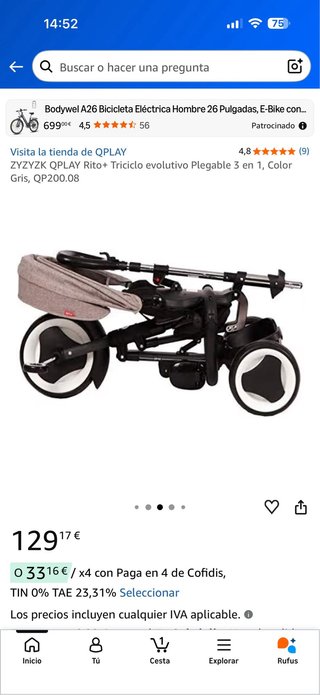 Triciclo evolutivo Qplay Rito 3 en 1 Rojo