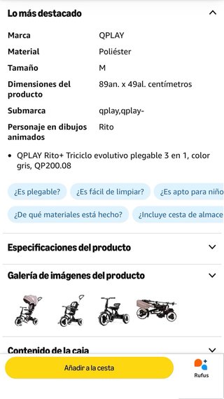 Triciclo evolutivo Qplay Rito 3 en 1 Rojo