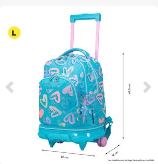 Mochila Totto con ruedas y estampado de corazones